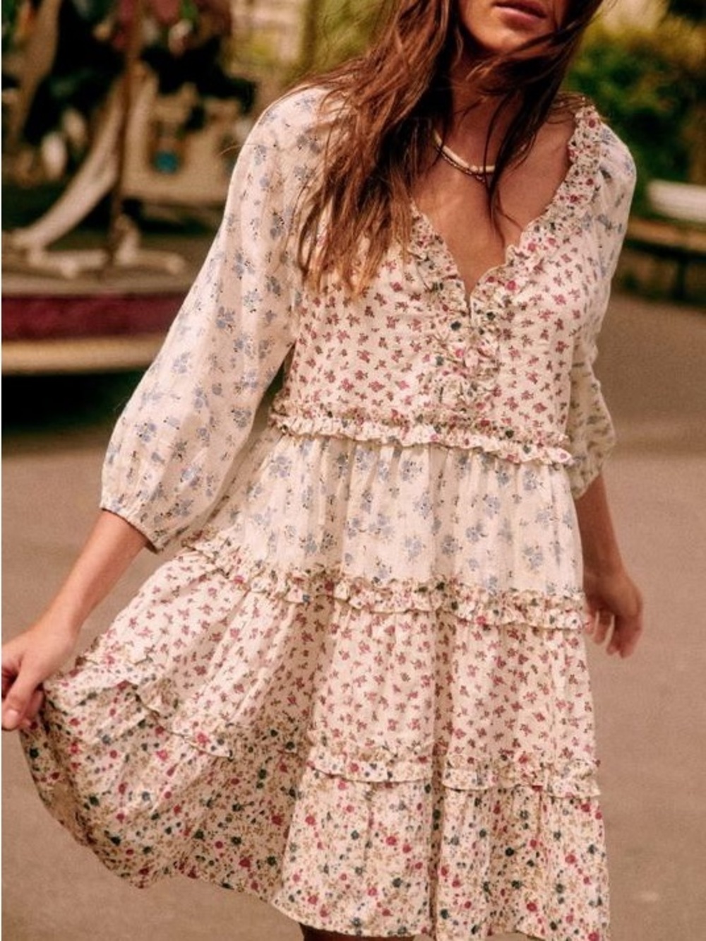 Sezane Vivi patchwork floral cottagecore dress